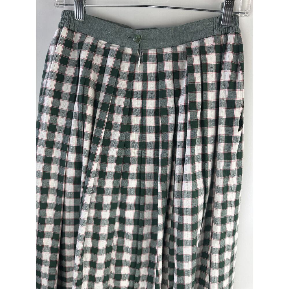 Perry Landhaus Pleated Maxi Skirt German Green Gingham Plaid Country Prairie 38 - Picture 11 of 16